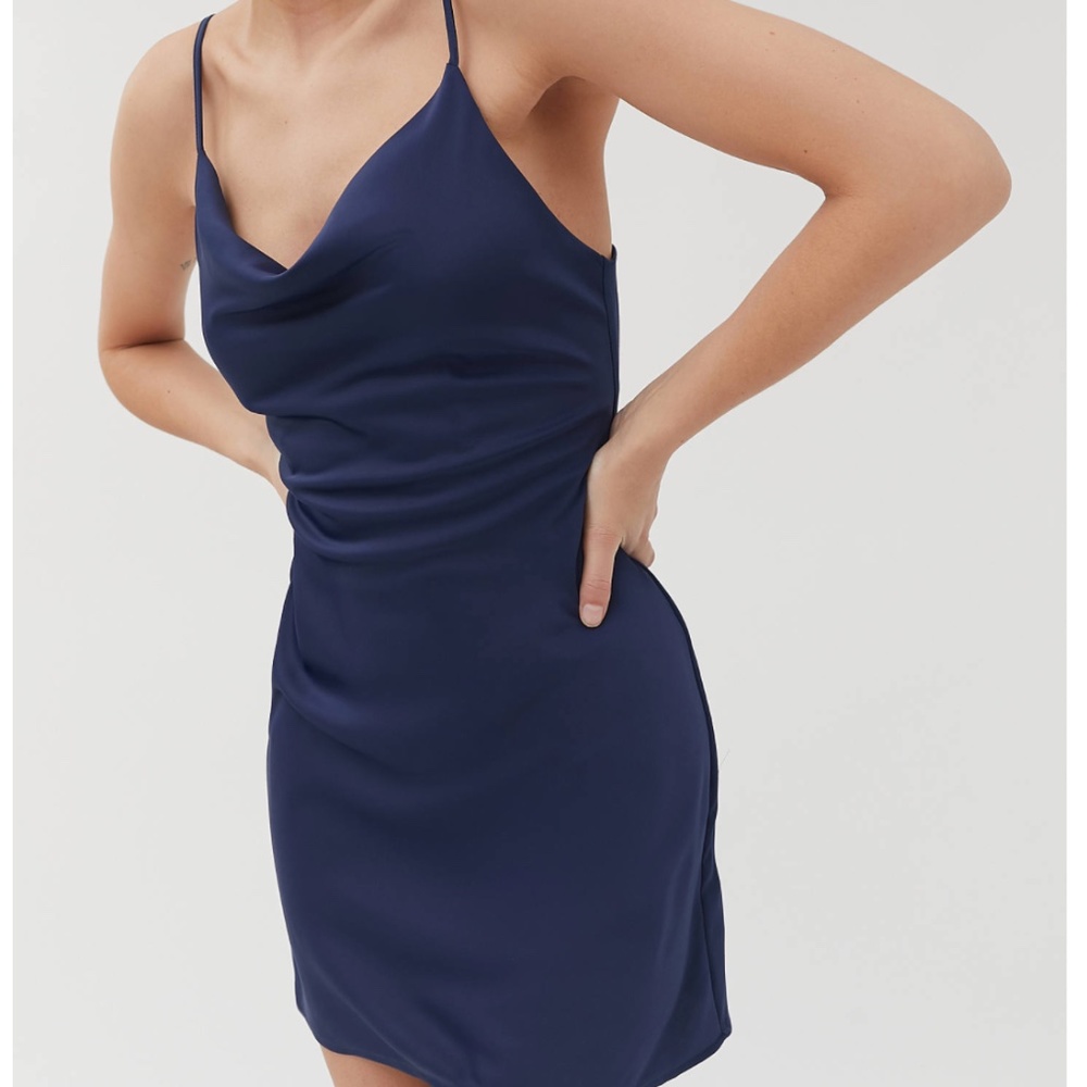 NEW Urban Outfitters Navy Silk Mini Dress